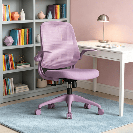 Homy Casa Armless Mesh Office Chair with Flip-Up Armrests, Ergonomic Swivel Desk Chair