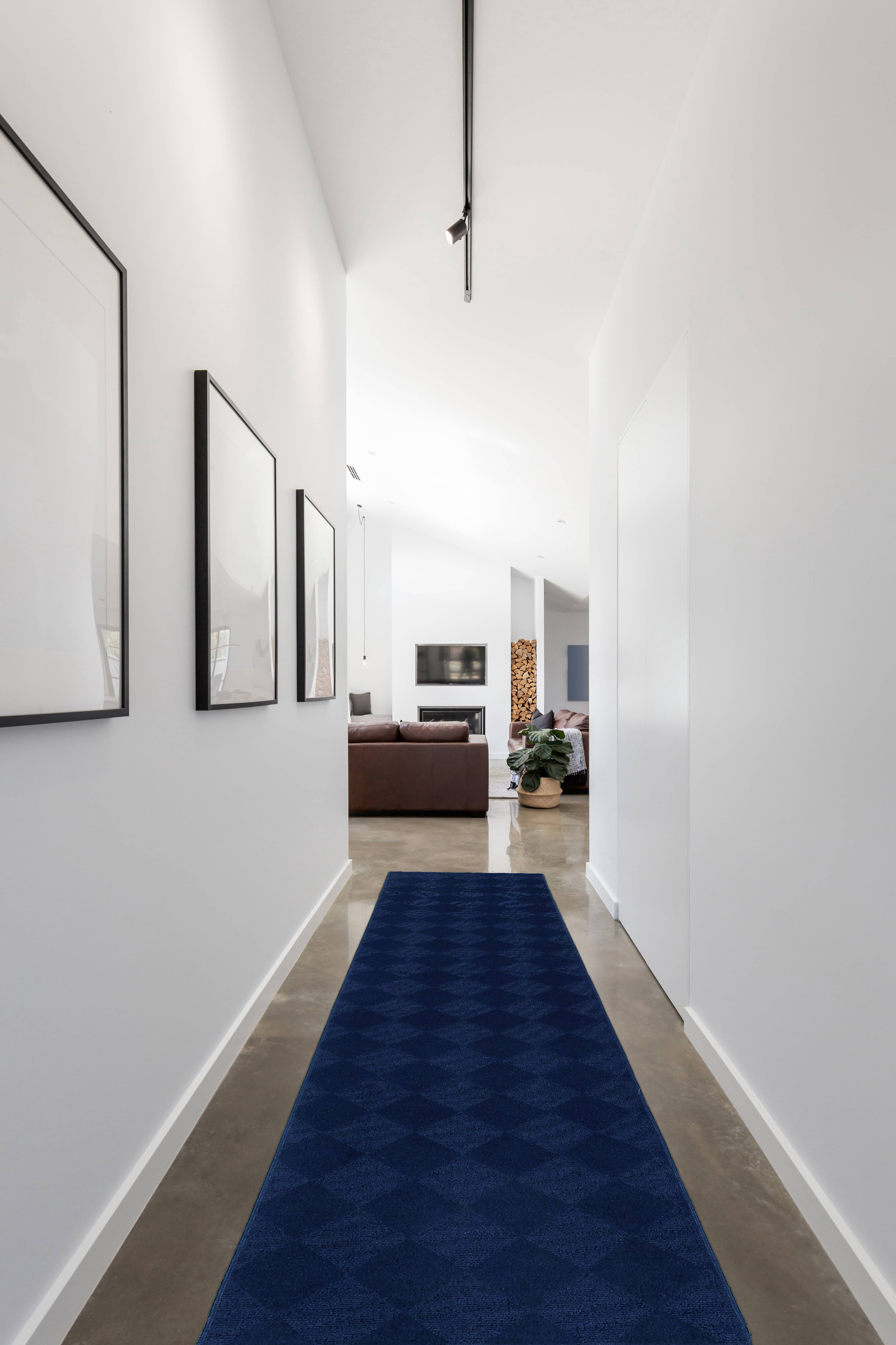 Garland Rug Diamond Polypropylene Navy Indoor Runner Rug, 2' x 12'
