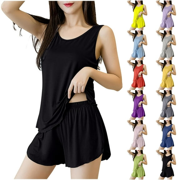 Aobny Sexy Pajamas for Women Plus Size Blue Silk Sets Crew Neck Long Wide-Leg Pajama Pants Women,XXL