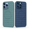 thumbnail image 4 of Nalacover Case for iPhone 14 Pro Max, Woven Texture Elastic Magnetic Adsorption Phone Cover Compatible with MagSafe Wireless Charging, Slim Lightweight Non-Slip Shockproof Case,Green, 4 of 5