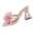 Slipper - Pink, variant on Dressy Sandals for Women Open Toe Slip On Mules Low Flared Heel Slides with Gorgeous Oversized Floral Applique Chic Evening Party Wedding Guest Footwear