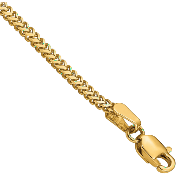 14K Solid Yellow Gold 1.4mm Franco Link Chain Bracelet