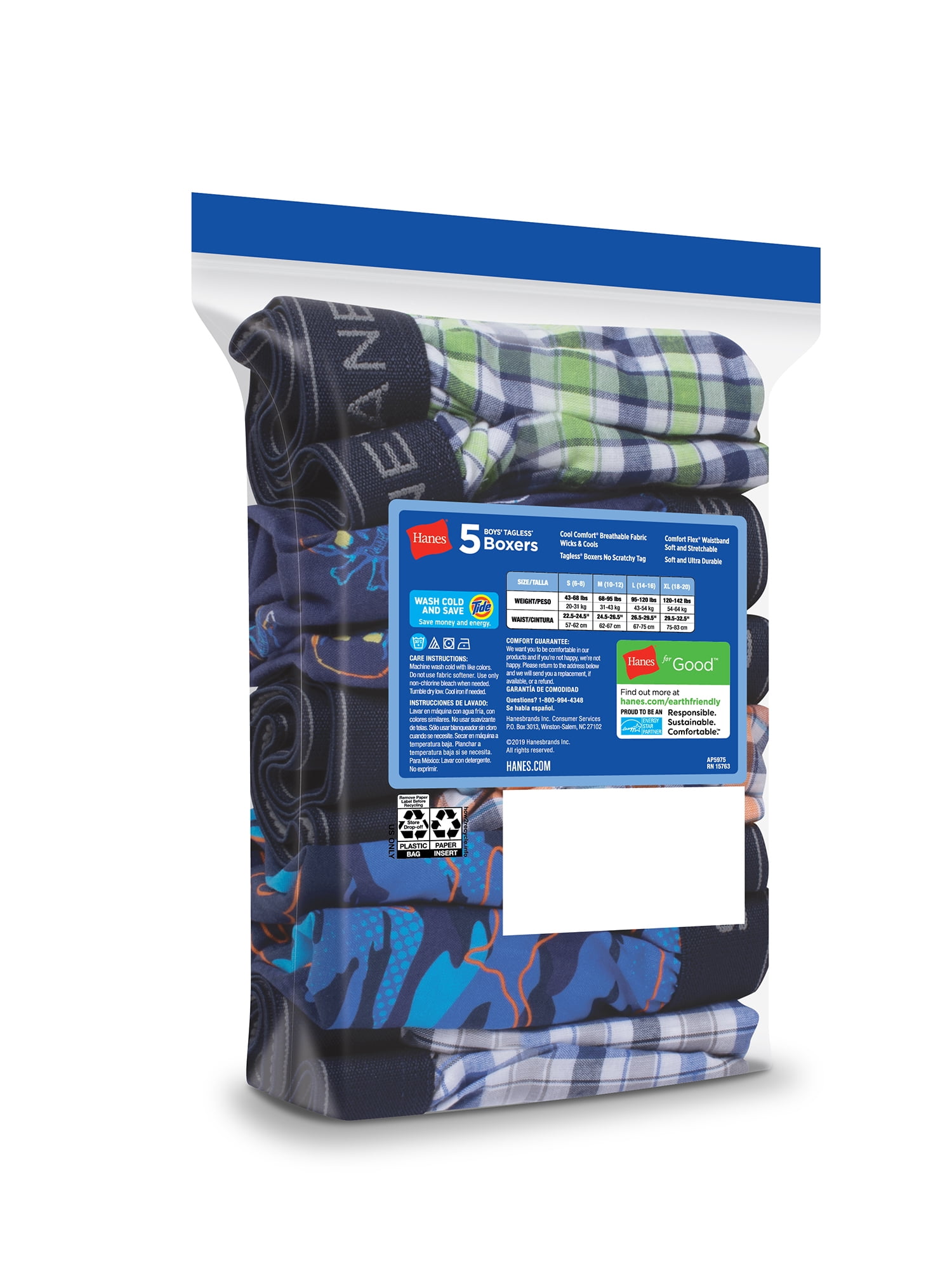 Hanes Boys' Woven Boxers 5 Pack, Sizes S-XL