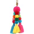 thumbnail image 1 of czcpp-Big Pom Pom Tassel Long Bag Pendant Charm Keyring Keychain for Women Purse Handbag Decor, Red, 10", 1 of 4