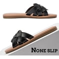 thumbnail image 5 of Women's Flat Slides Sandals, Round Open Toe Slip On Strapy Flip Flop Thong Summer Beach Shoes for Women 22007 Black size6, 5 of 5