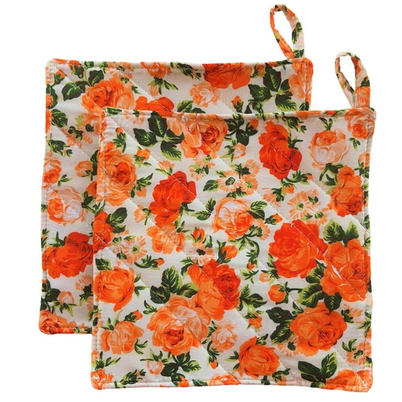 Cushystore Support de Pot de Fleurs de Jardin Floral Tapis de Four Supports de Pot pour Cuisine 7.75 Pouces" 2 Pack (Orange)