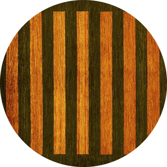 Ahgly Company Indoor Round Abstract Yellow Modern Area Rugs, 5' Round