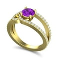 thumbnail image 2 of 2.50 Carat Round Shape Natural Diamond & Amethyst Gemstone Charming Bridal Ring for Women Solid 14K Yellow Gold Size 10.5 by Diamond-Capitals, 2 of 8