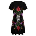 thumbnail image 5 of Sugar Skull Dress Summer Street Style Dresses Female Short Sleeve Printed Sundress, 5 of 7