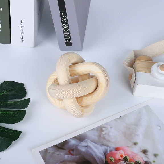 Wood Knot Decor,3-Link Wood Chain Link Decor,Hand Carved Decorative Wood Knot for Coffee Table,Entryway Modern Farmhouse Shelf Decor,Country Chain Knot Decor,Mom Gifts