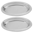 thumbnail image 5 of Raindrops  2 Pcs Plate Food Steel Platter Oval Serving Plates Tray Retro Decor Platters Silver, 5 of 8