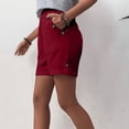 thumbnail image 6 of Nmnitkp Shorts for Women High Waisted Linen Blend Bermuda Shorts, Elastic Waist Casual Shorts with Decorative Buttons & Pockets for Summer Beach & Daily Wear Red,L, 6 of 7