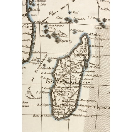 Madagascar And Comoros Islands Circa 1760 From Atlas De Toutes Les Parties Connues Du Globe Terrestre By Cartographer Rigobert Bonne Published Geneva Circa 1760 Canvas Art - Ken Welsh Design Pics (12