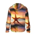 thumbnail image 3 of Uemuo Starfish Sunset Sea Beach Pattern Women's Full Zip UPF 50+ Sun Protection Hoodie Jacket Long Sleeve Sun Shirt Hiking Outdoor Performance with Pockets-Large, 3 of 9