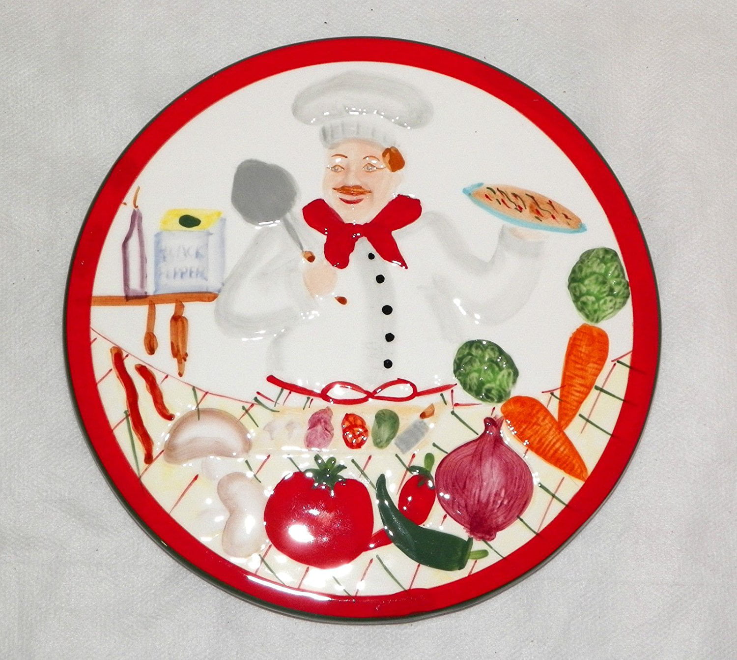 10" x 12" Plastic Wall Clock FAT CHEF WITH HOT PLATE & FRYING PAN app 