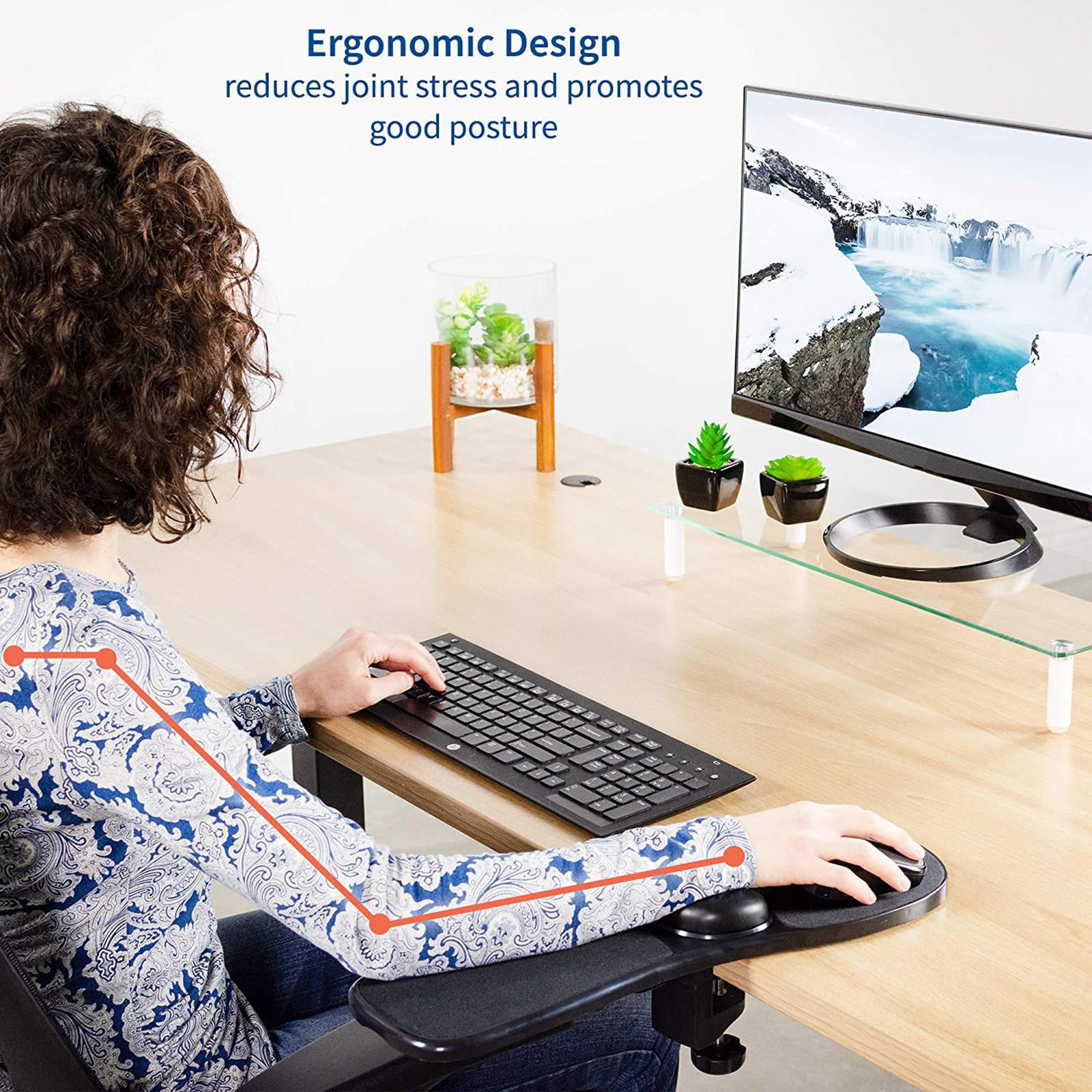 Ergonomic Arm Rest Adjustable Mouse Pad with Wrist Support Armrest Wrist Rest Attachment Arm Pad for