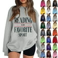 thumbnail image 4 of Women's Reading Is My Favorite Sport Sweatshirt Fashion Casual Printed Pullover for Women Book Lover Gift Idea,Hot Pink,M, 4 of 4