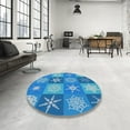 thumbnail image 4 of Ahgly Company Machine Washable Indoor Square Transitional Blue Diamond Blue Area Rugs, 9' Square, 4 of 7