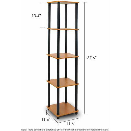 Furinno 99132 Turn-N-Tube 5-Tier No-Tools Corner Square Rack Display Shelf