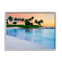 Stupell Industries Tropical Beach Cove Landscape Coastal Photography Gray Framed Art Print Wall Art