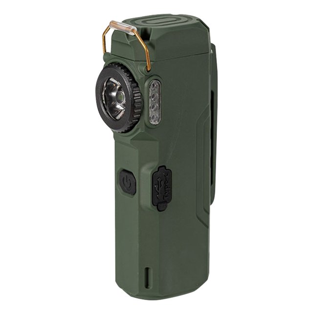 Linterna De Bolsillo Llavero LED WDOplteas multifuncional de carga tipo C Lámpara de emergencia 6000K verde militar