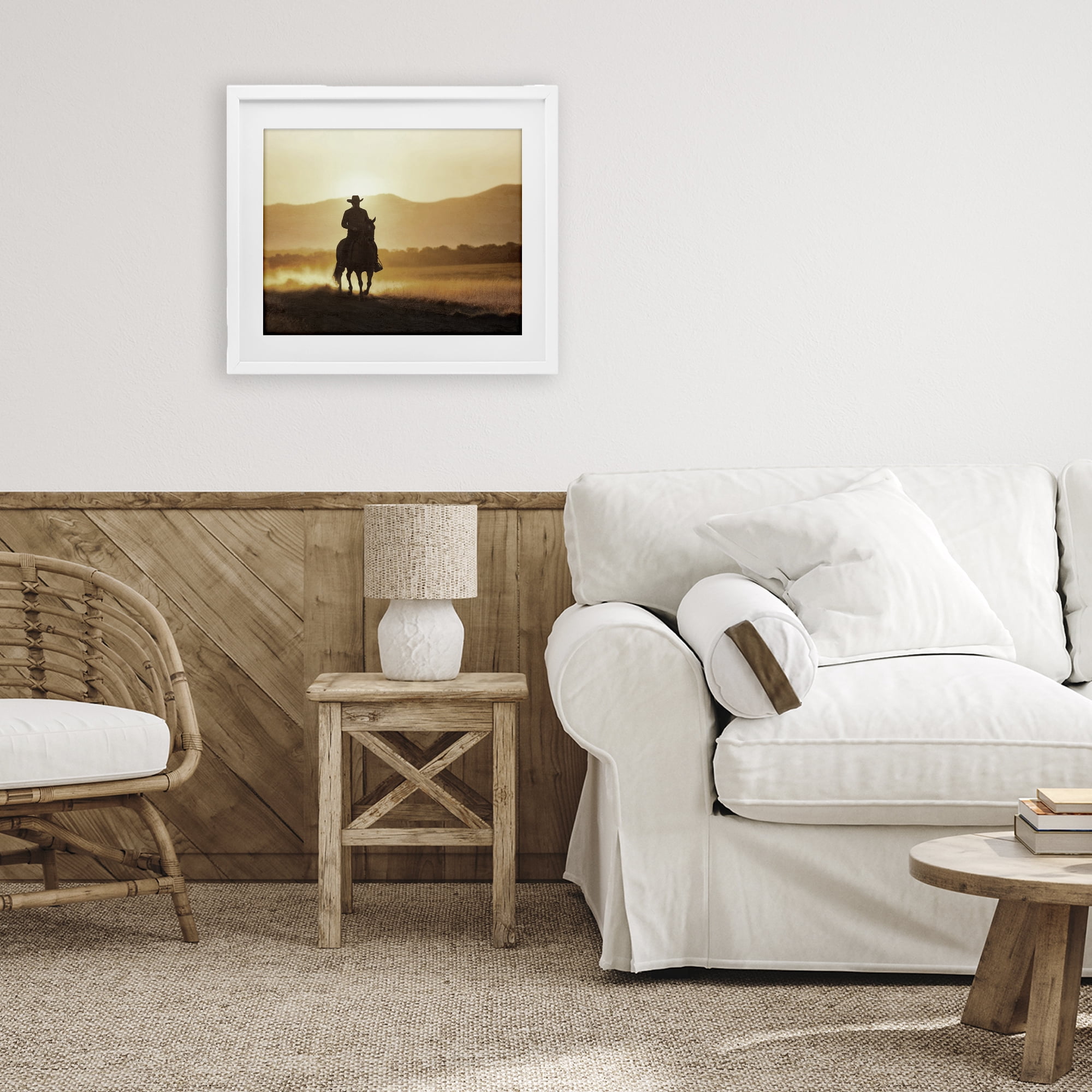Stupell Industries Cowboy's Ride Home White Framed Print Under Glass, design by Kim Allen