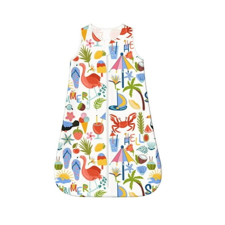 

Cauagu Hello Summer2 for Infant Wearable Blanket Unisex Girl Boy Swaddle Transition Sack - Newborn Essentials Sleep Clothes-Large