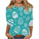 thumbnail image 3 of TaTaai Women Casual 3/4 Sleeve Crew Neck Top Easter Print Pullover T-Shirt Ladies Spring Holiday Street Wear Lightweight Soft Non-See-Through No Fading Breathable Stylish Top Gift, 3 of 5