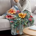 thumbnail image 3 of Spring Floral Throw Blanket for Couch, Soft Lightweight Flannel Fleece Blanket, Farmhouse Flowers Summer Botanical Microfiber Plush All Season Decorative Blankets Gifts for Sofa Bed Office 40"x60", 3 of 9