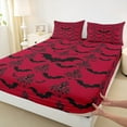 thumbnail image 3 of Manfei Spooky Bats Twin Sheet Sets,Happy Halloween Twin Fitted Sheet,Baroque Flower Floral Flat Sheet For Boys Kids,Red Black Bedroom Decor,3 Pieces, 3 of 7