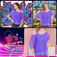 thumbnail image 5 of 80s Costumes Women Casual Costumes Fishnet Neon T-Shirt 2PCS, 5 of 6