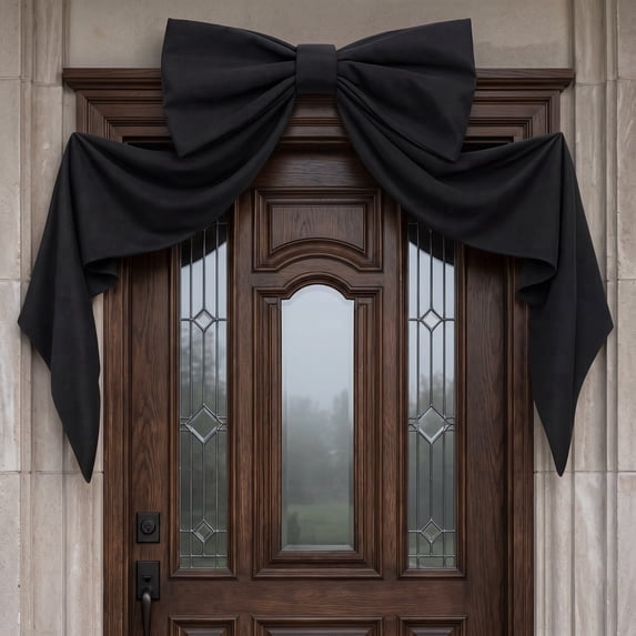 Giant Black Bow Halloween Decor, 48 Inch Halloween Wall Decoration for Front Door, Indoor Halloween Party Hanging Bow