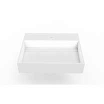 CastelloUSA Wall-Mounted Single Bathroom Sink with Concealed Drain Plate in White