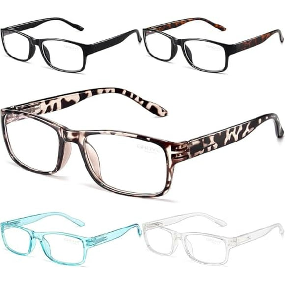 Gaoye 5-Pack Reading Glasses Blue Light Blocking,Spring Hinge Readers for Women Men Anti Glare Filter Lightweight Eyeglasses (#5-Pack Mix Color, 1.5)
