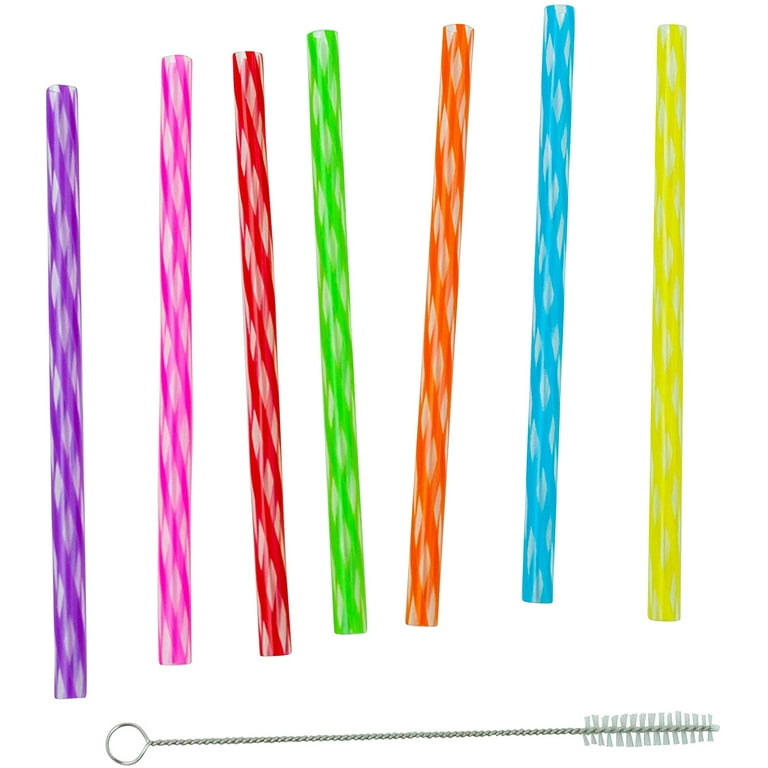Jacent Plastic Reusable Kids Straws (24 x 6 straws per pack plus 1  cleaning brush)