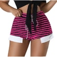 thumbnail image 2 of Puntoco Pantalones cortos de algodón para mujer Pantalones cortos casuales de verano con cintura elástica y lazo para mujer con pantalones de salida a rayas, 2 of 5