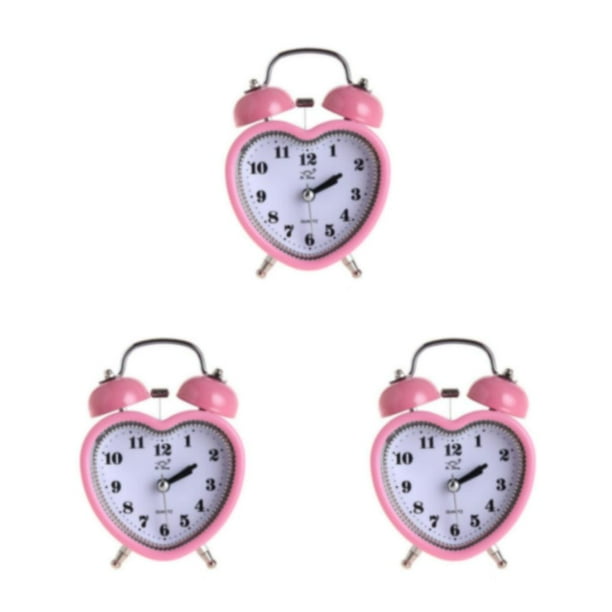 Reloj despertador Toystoory con forma de corazón de 3 pulgadas con luz nocturna para niñas