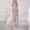 thumbnail image 3 of Honeii Cartoon Santa and Reindeer Print Women's Pajama Sets Long Sleeve Button Down Sleepwear Nightwear Soft Pjs Lounge Sets 2PCS-X-Large, 3 of 7