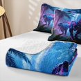 thumbnail image 4 of Homewish Wild Dinosaur Bed Spread Queen,Woodland Animals Queen Coverlet Set,Purple,3 Pieces, 4 of 7