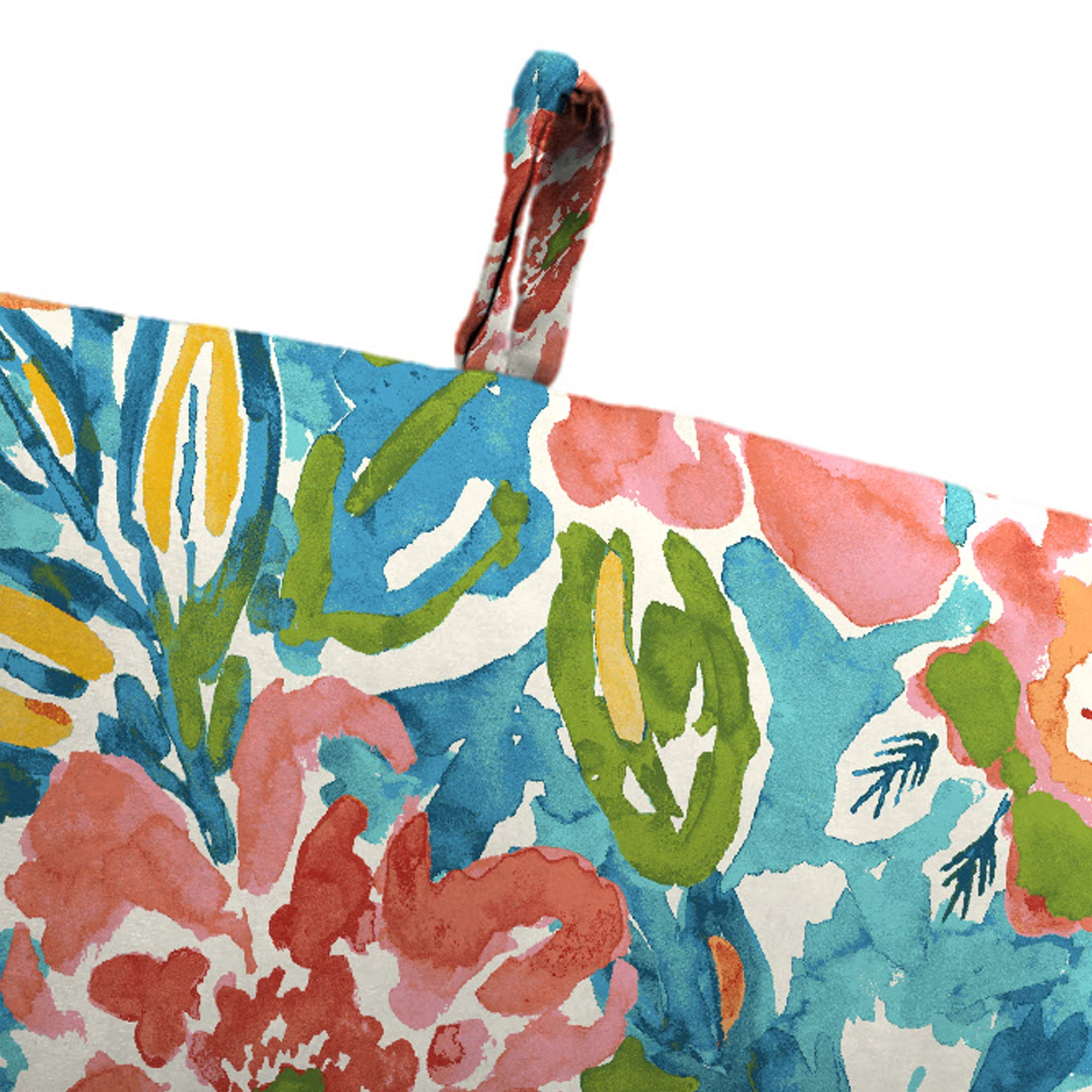 Jordan Manufacturing 44" x 22" Sun River Sky Multicolor Floral Rectangular Outdoor Chair Cushion with Ties and Hanger Loop