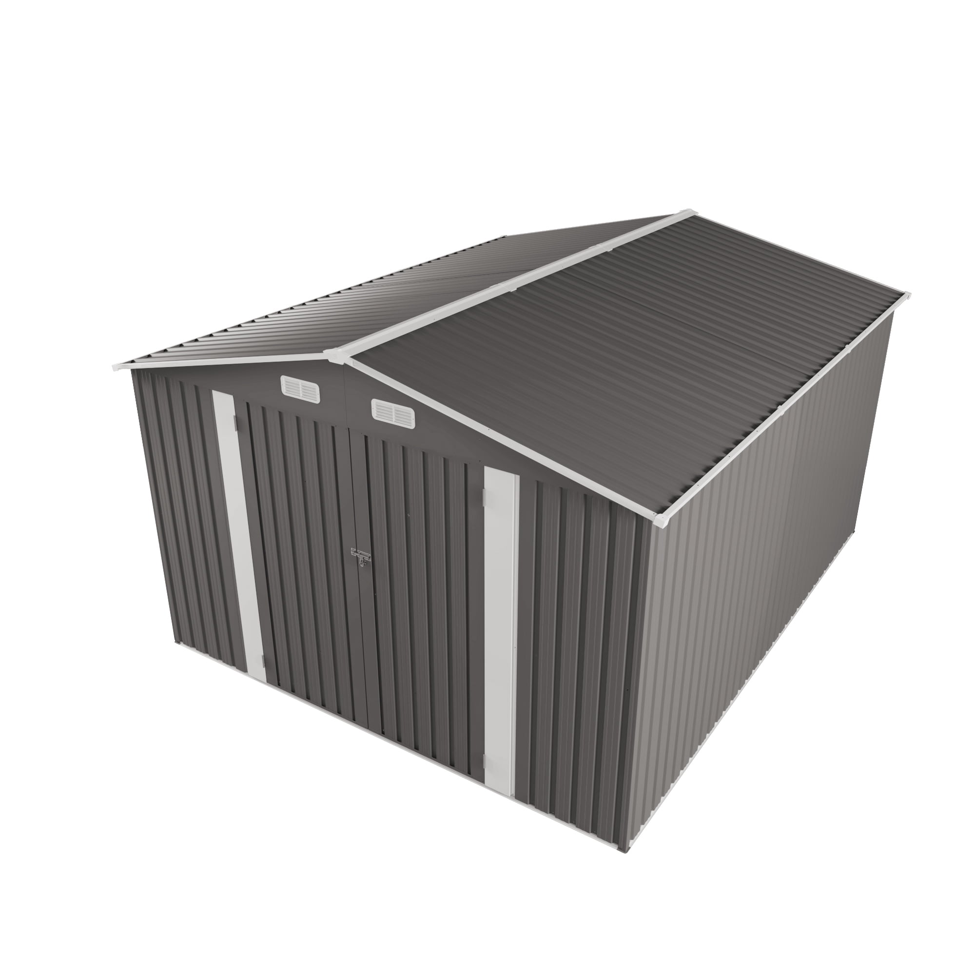 Extra Large Metal Utility Shed - Lockable Door Design with Clear Window for Lawn Equipment