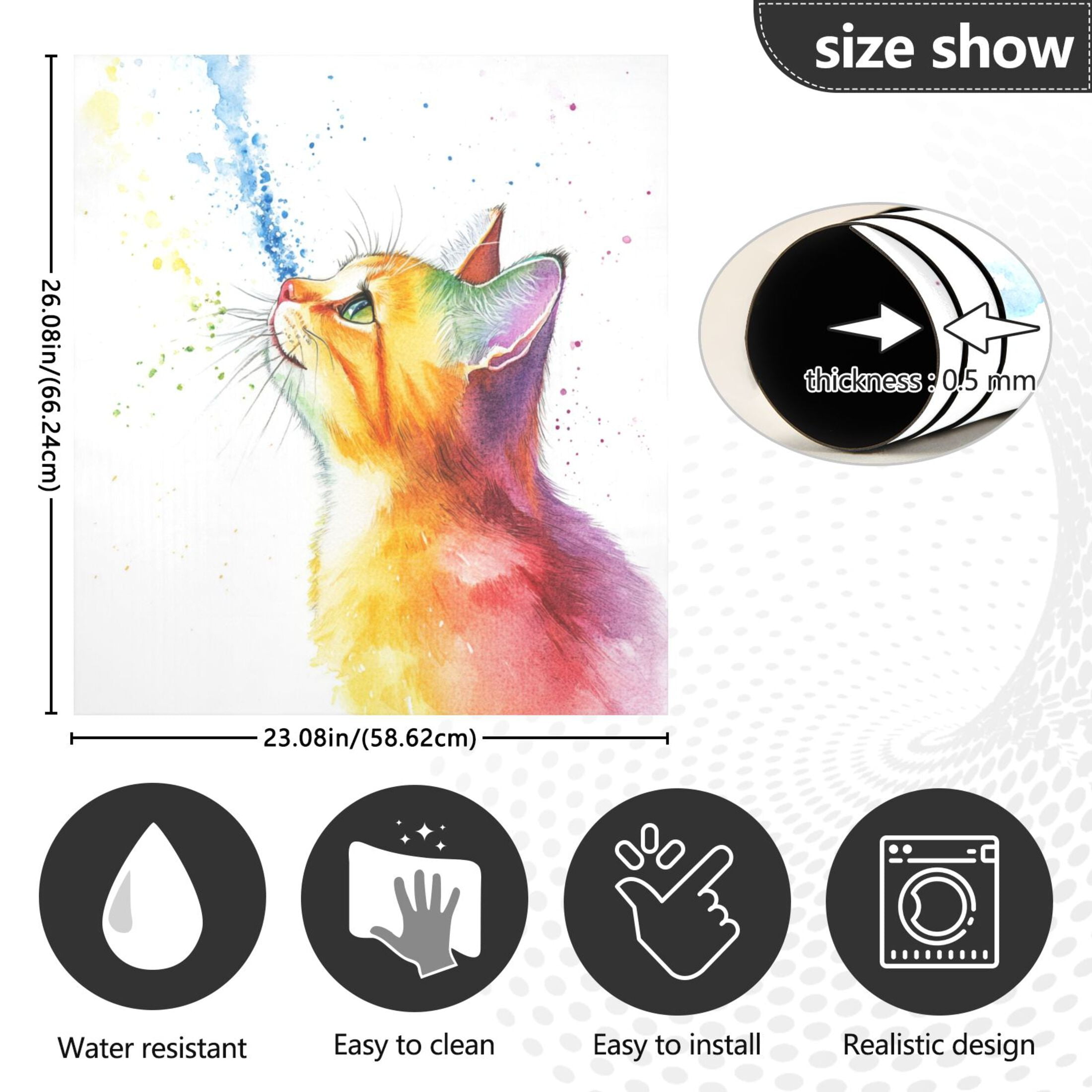 Dishwasher Magnetic Sticker 23x26 Inch Refrigerator Magnetic Sticker Washing Machine Magnetic Sticker Kitchen Panel Magnetic Sticker Home Decor Rainbow Cute Kitten