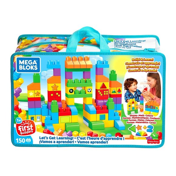 Set de construcción Mega Bloks Mattel gran bolsa de bloques de aprendizaje 150 pzas
