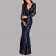 thumbnail image 4 of Vestido de lentejuelas con cuello en V de moda sólida para mujer Vestidos largos de fiesta de manga larga Pompotops hdfakjf5732, 4 of 7
