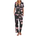 thumbnail image 1 of Sexy Pijama Conjunto para las Mujeres Impreso Bolsillo Pantalones de Manga Corta, Traje Suelto Casual para el Hogar Y el Salón, 1 of 1
