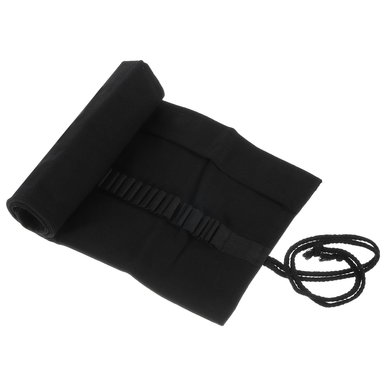 Unique Bargains Roll Up Pencil Case, Canvas Pencil Wrap Pouch Organizer 18.11"x7.87" Black