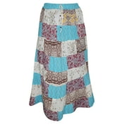 Mogul Womens Patchwork Skirt Ethnic Printed Gujarati Dori Boho Long Maxi Skirts