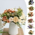 thumbnail image 7 of Artificial Peony Rose Bouquet Small Silk Floral Arrangement Faux Floral Greenery For Home Party Wedding Table Decoration,1 Bundle,Yellowish-brown, 7 of 7