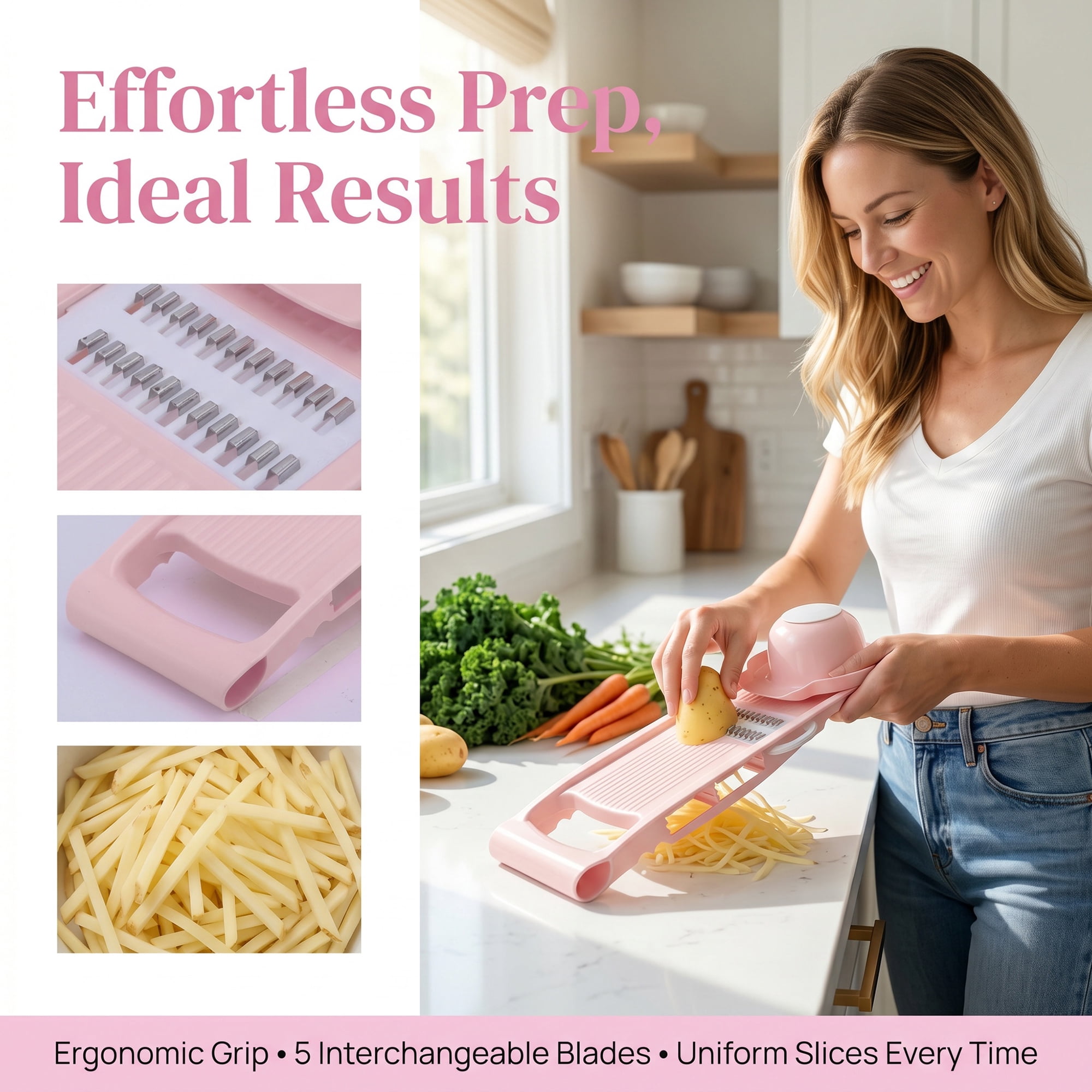 Unique Bargains  Professional Mandoline Slicer for Home Chefs 7 in 1(D) 10.9"x3.9"
