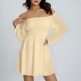 thumbnail image 2 of HXWCHs A Solid Color One Shoulder Casual Dress for Women L A-Beige, 2 of 8